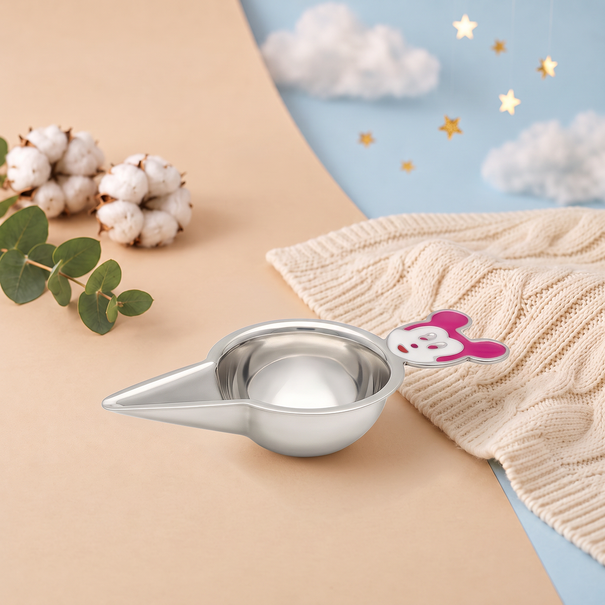Pink Mouse Motif Baby Feeding Spout Bowl