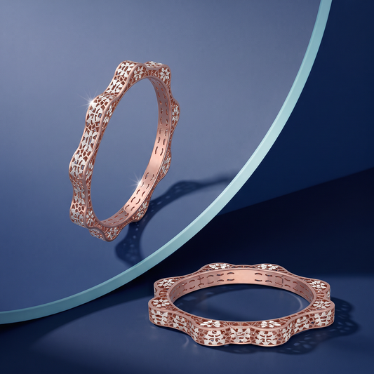 Rose Gold Floral Enamel Bangle