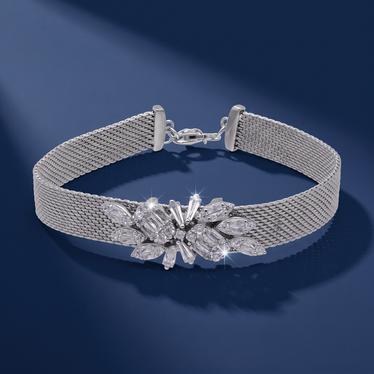 Crystal Bloom Mesh Bracelet