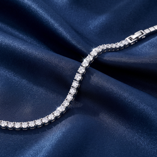 Classic Silver Solitaire Line Bracelet