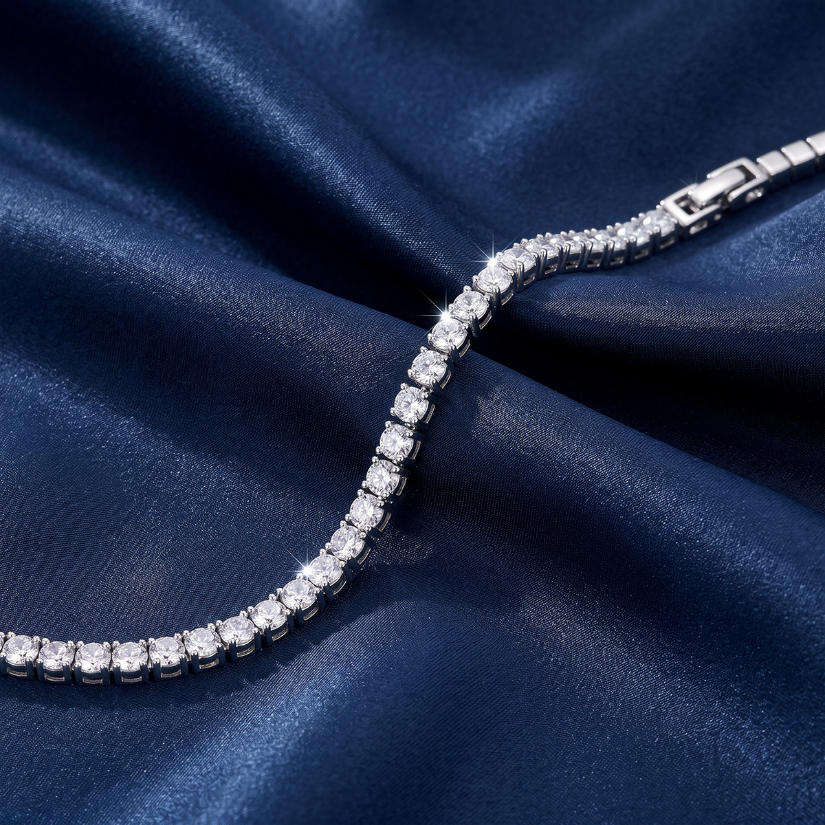 Classic Silver Solitaire Line Bracelet