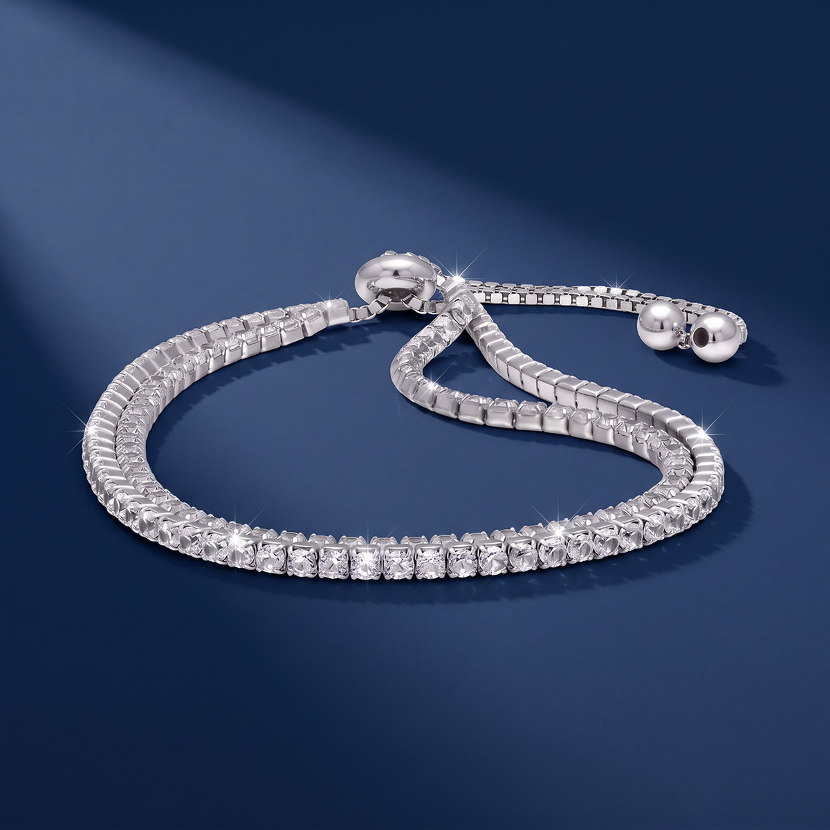 Silver Adjustable Solitaire Bracelet