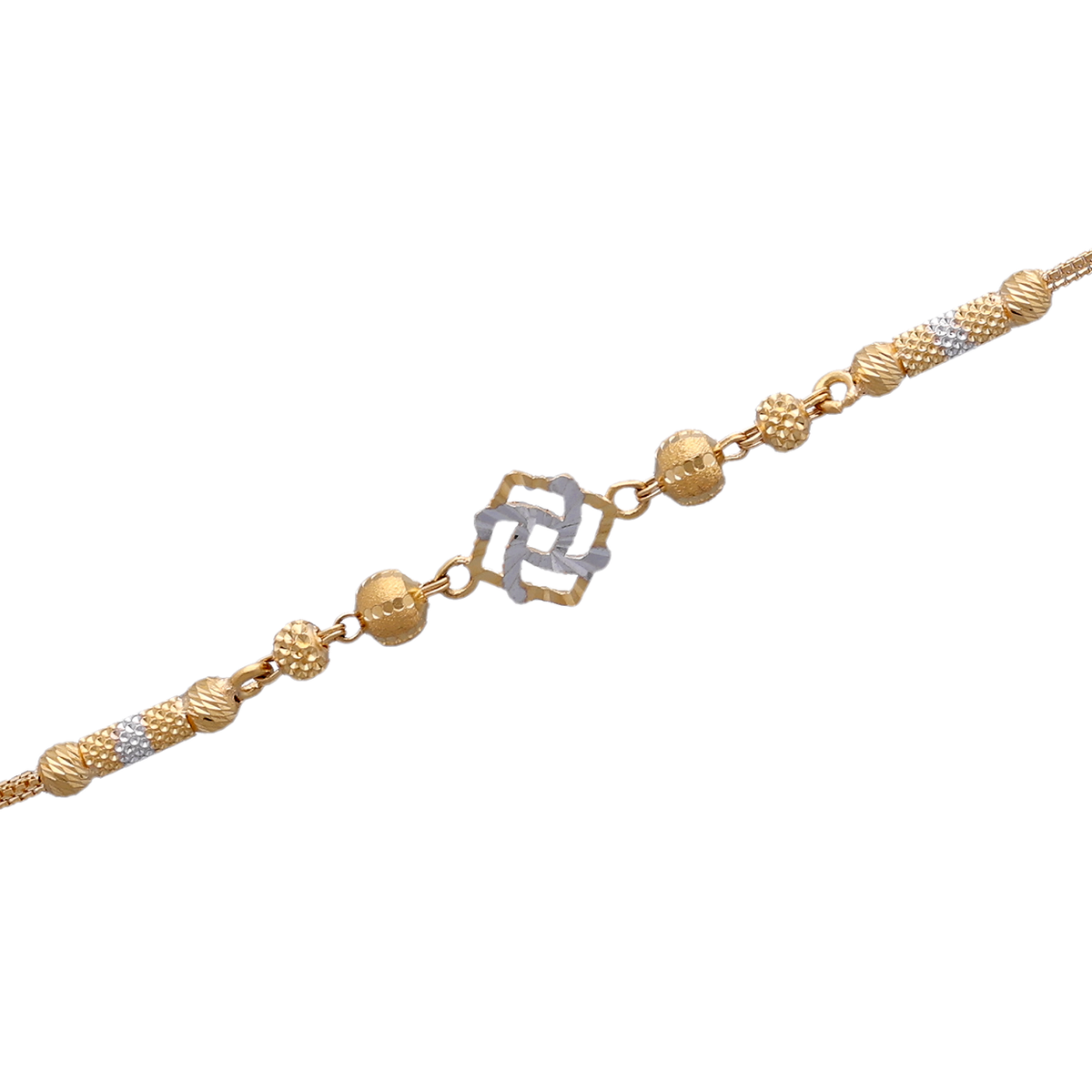 Textured Gold Chain with Two-Tone Bead Accents