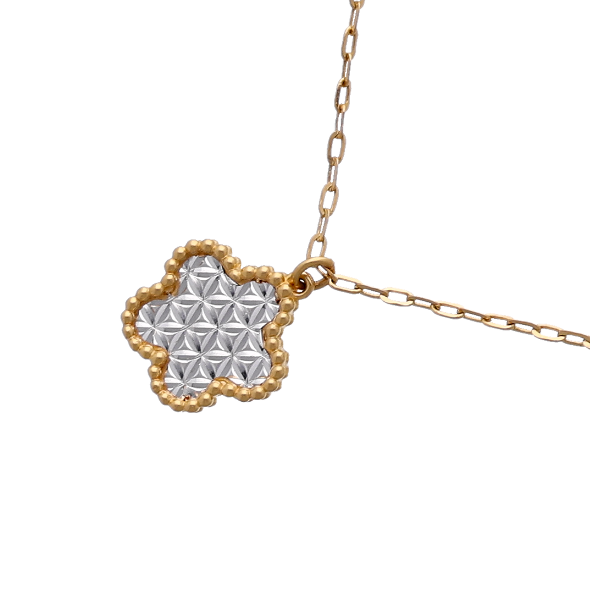 Minimal Gold Chain with Floral Stone Pendant