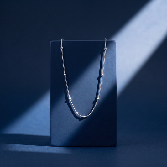 Beaded Station Silver Chain