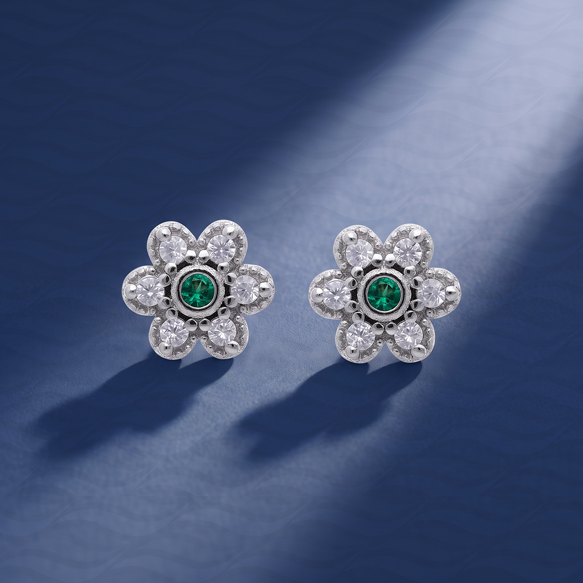 Emerald Blossom Stud Earrings