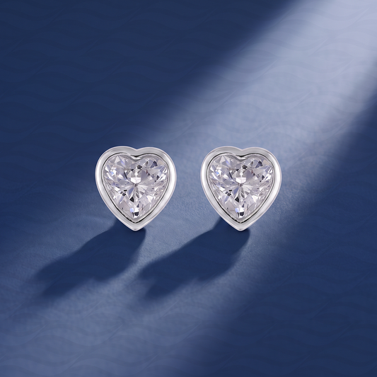 Heart Solitaire Stud Earrings