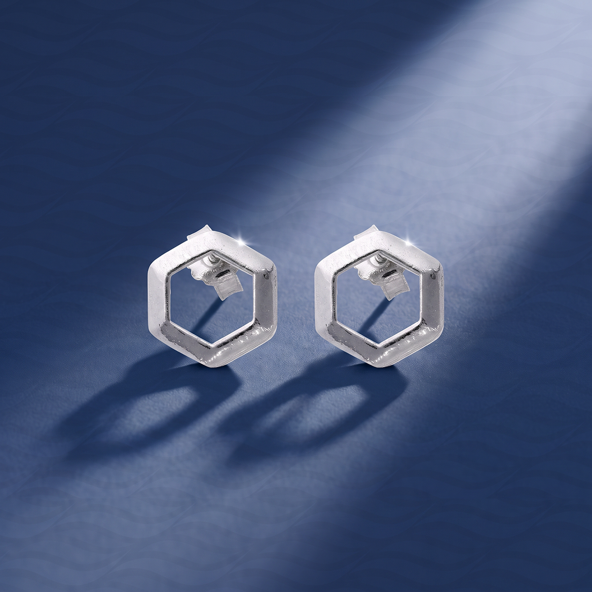 Geometric Hexagon Stud Earrings