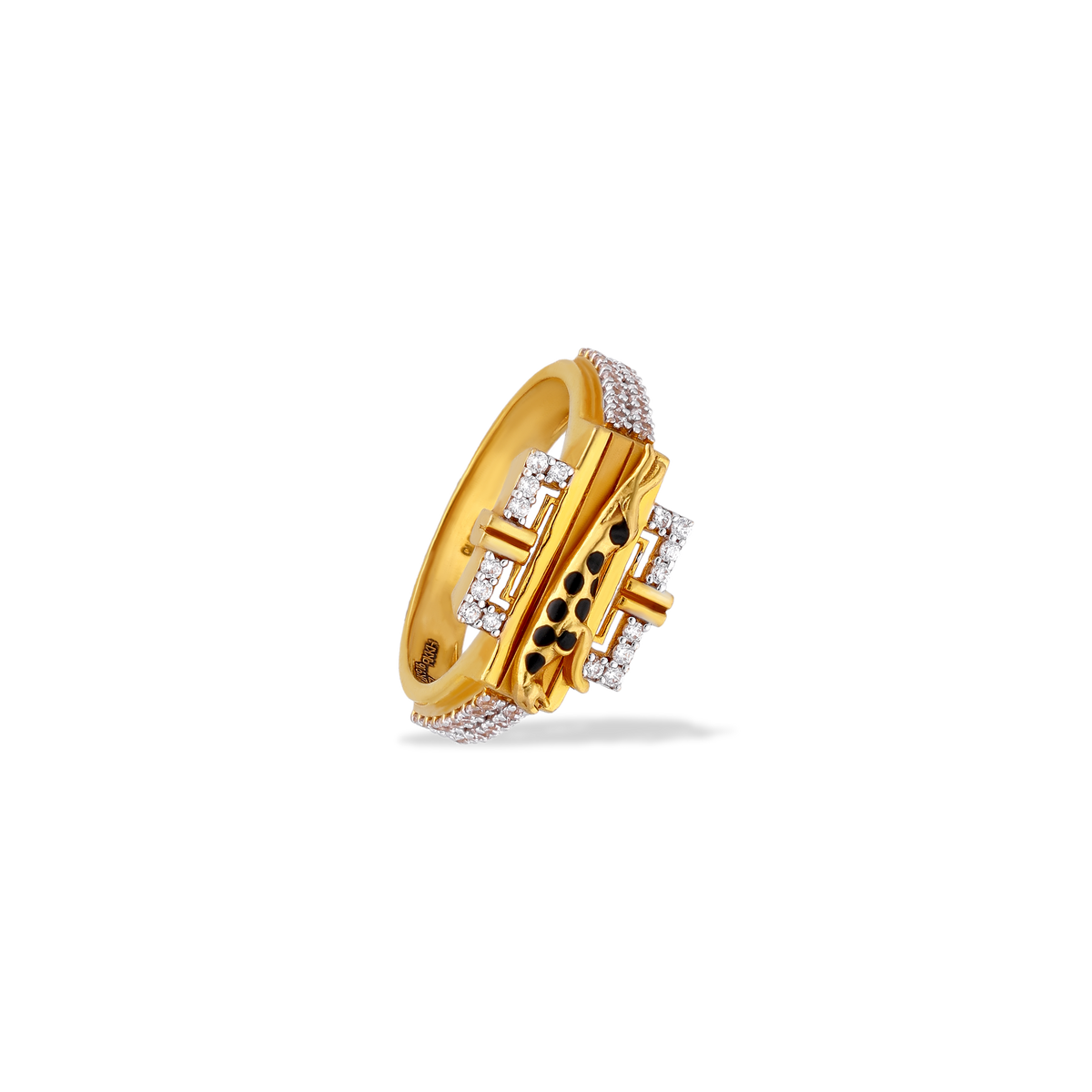 Structured Gold Ring with Geometric Detailing