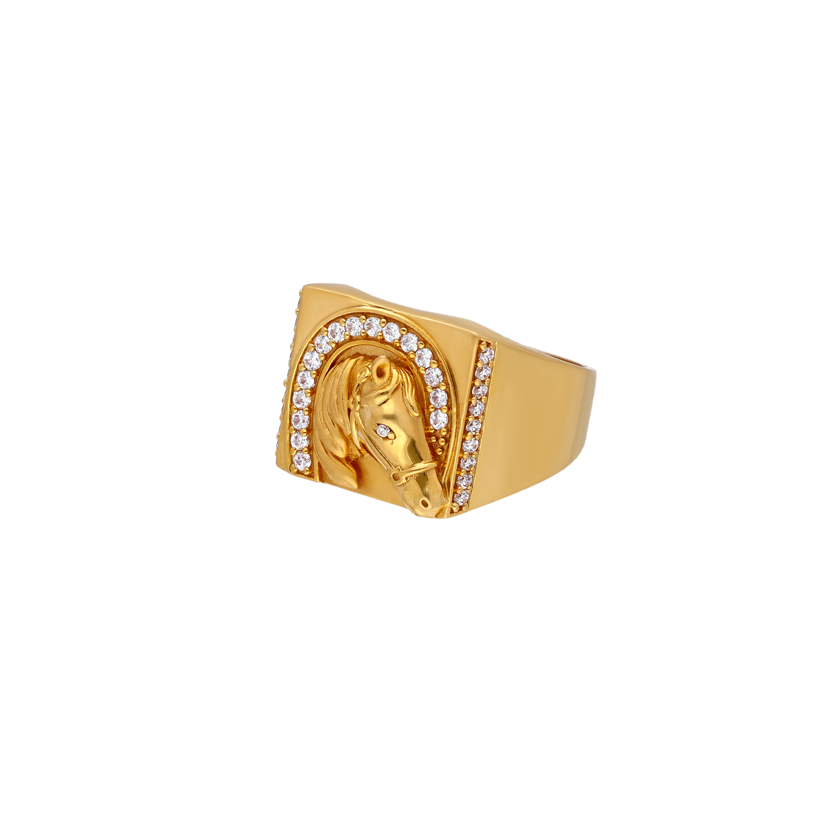 Wide Gold Signet Ring with Profile Motif