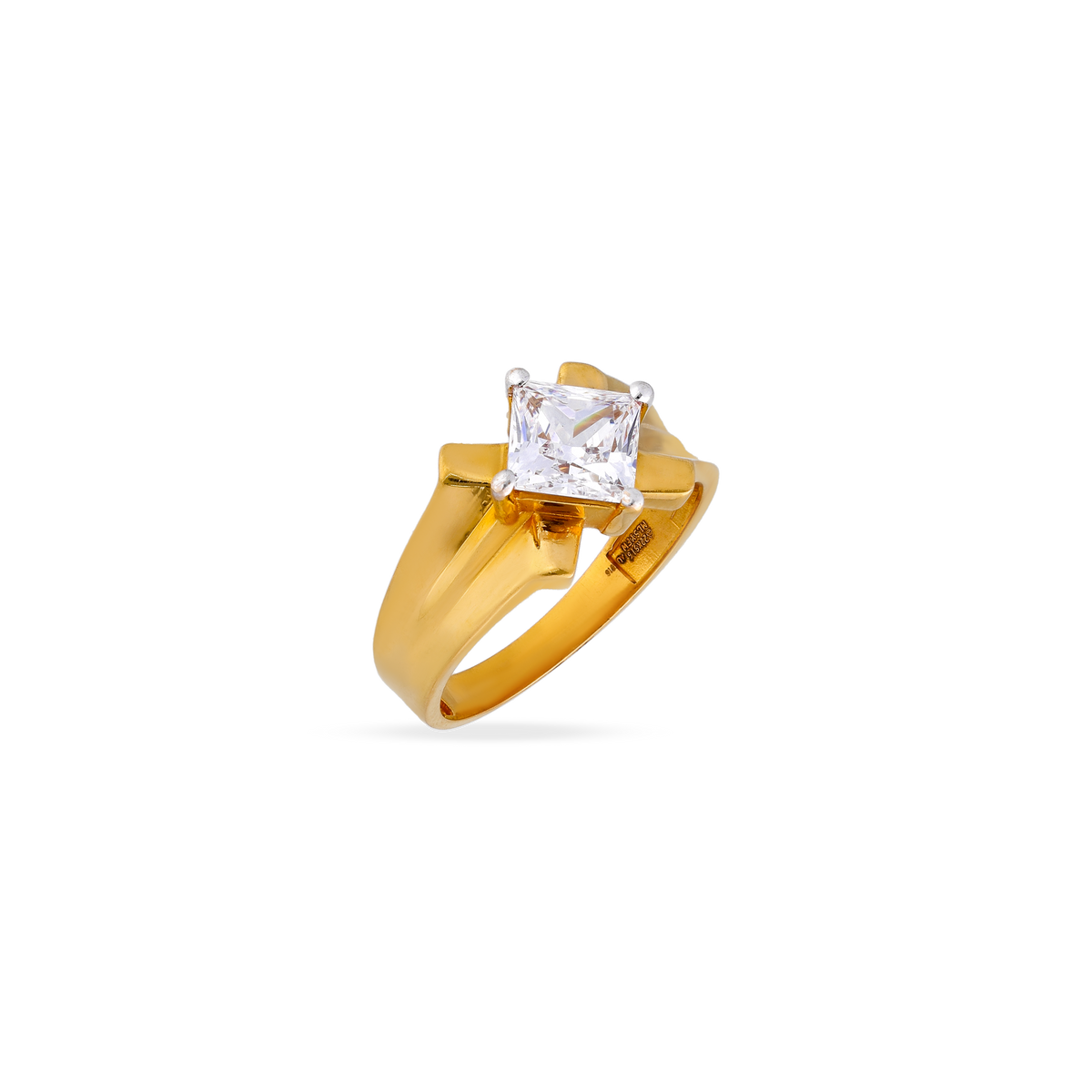 Modern Gold Ring with Square-Cut White Stone