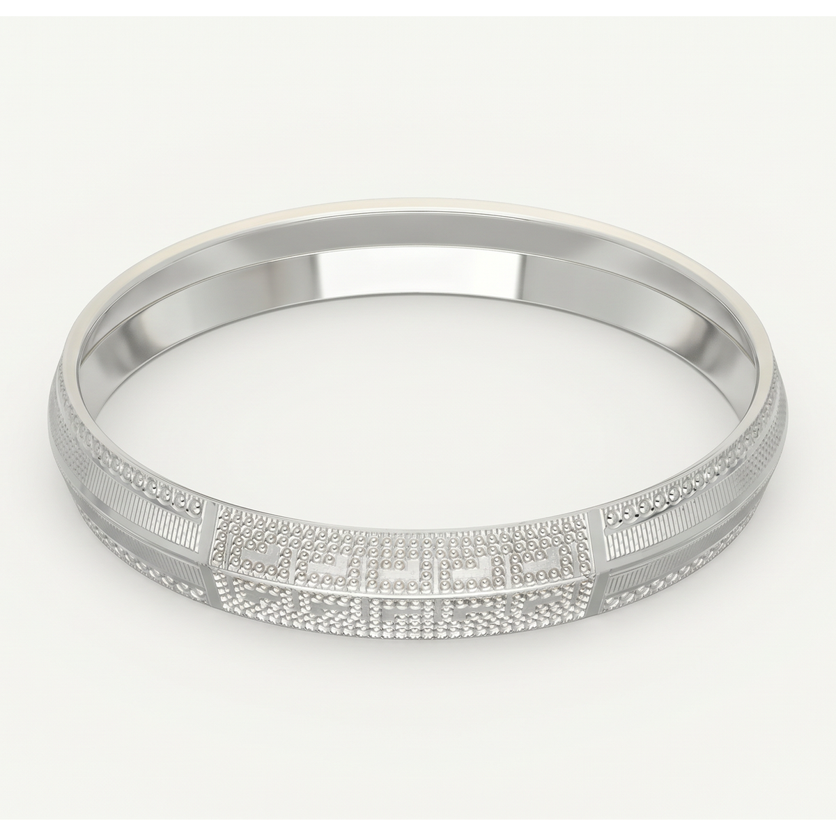 Geometric Sparkle Panel Silver-Tone Kada