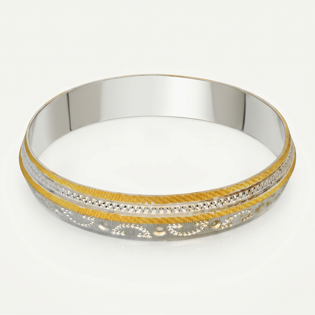 Golden Vine Sparkle Silver-Tone Statement Kada