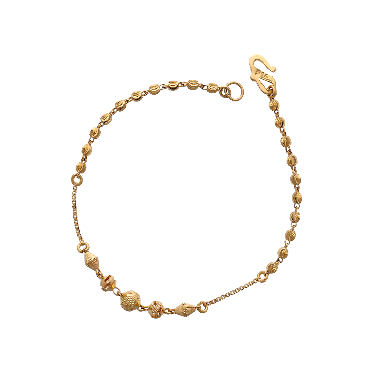 Delicate Gold Bead Bracelet with Heart Accent