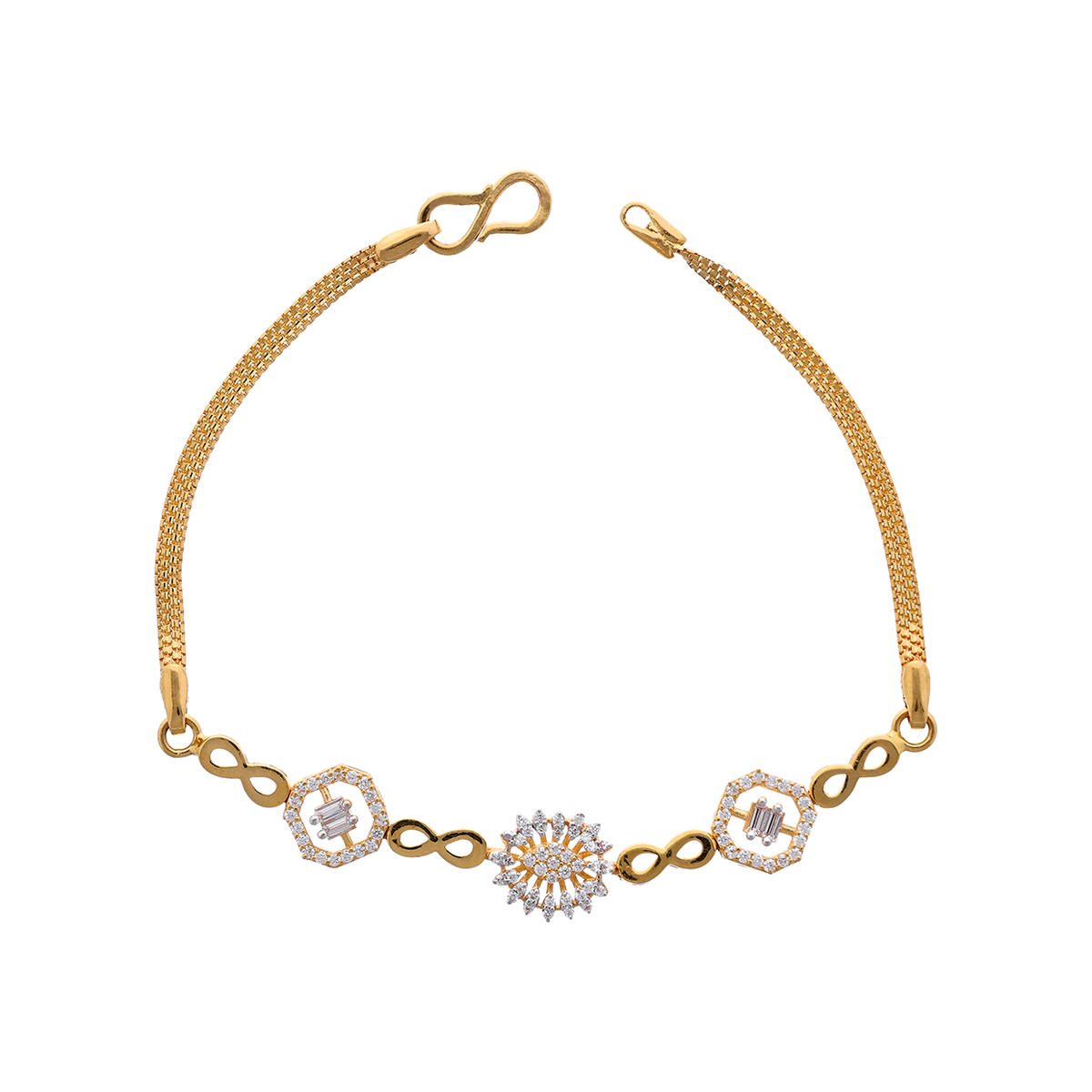 Gold Bracelet with Floral Burst Motif