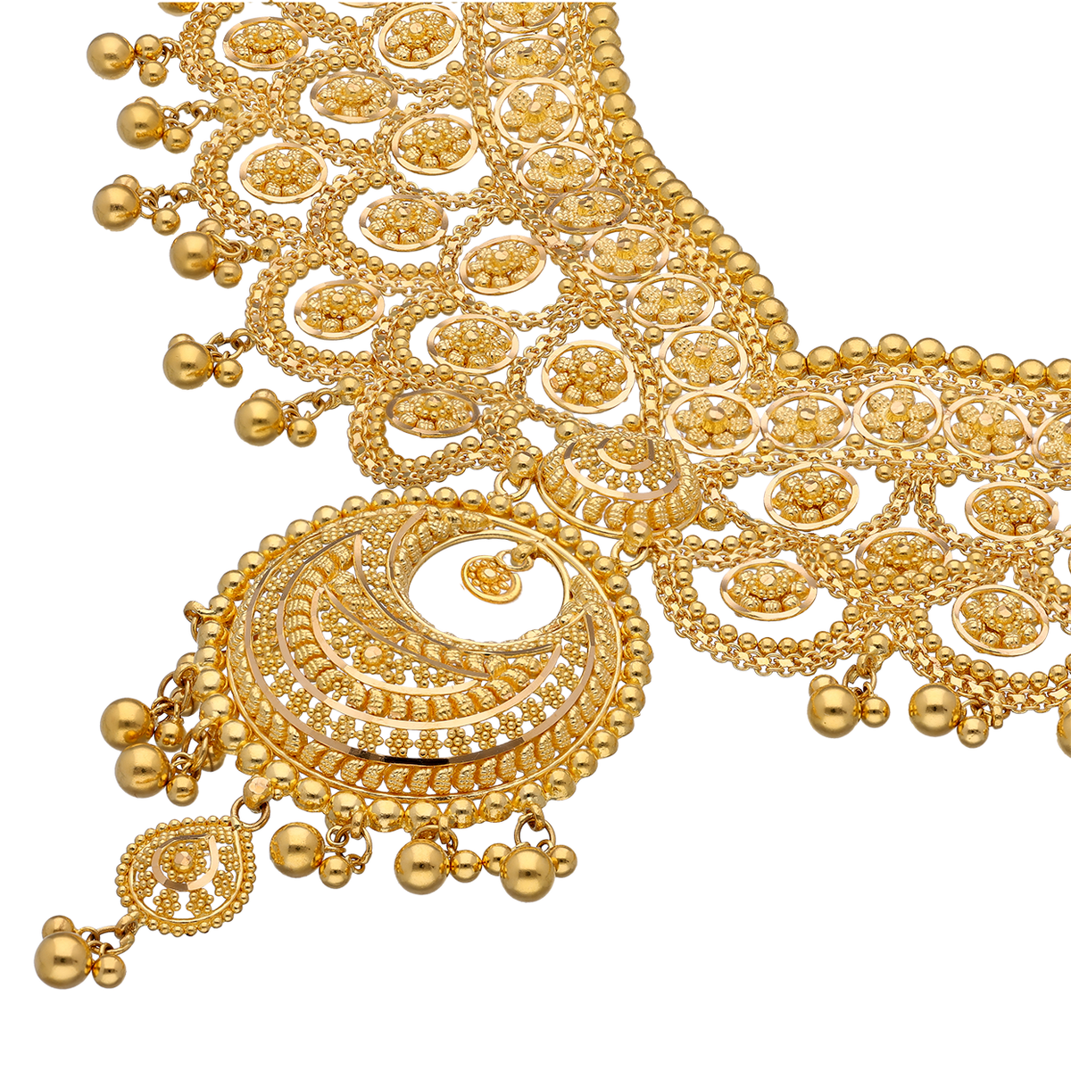 Grand Traditional Gold Necklace with Ornate Pendant