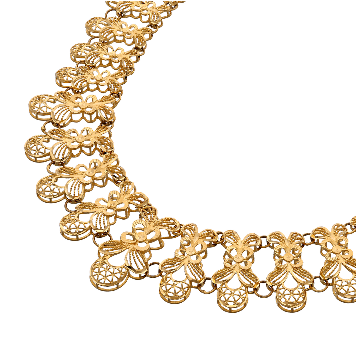 Gold Collar Necklace with Repeating Motifs