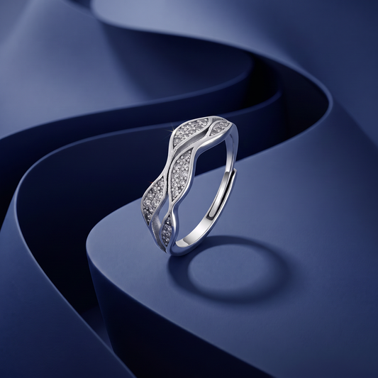 Luminous Leaf Pavé Ring