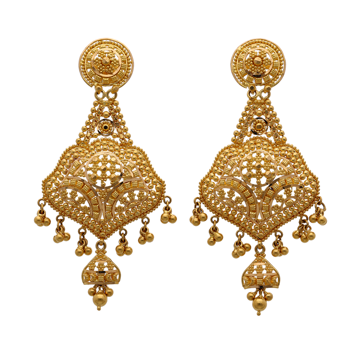Teardrop Gold Earrings - Necklace Set Pair