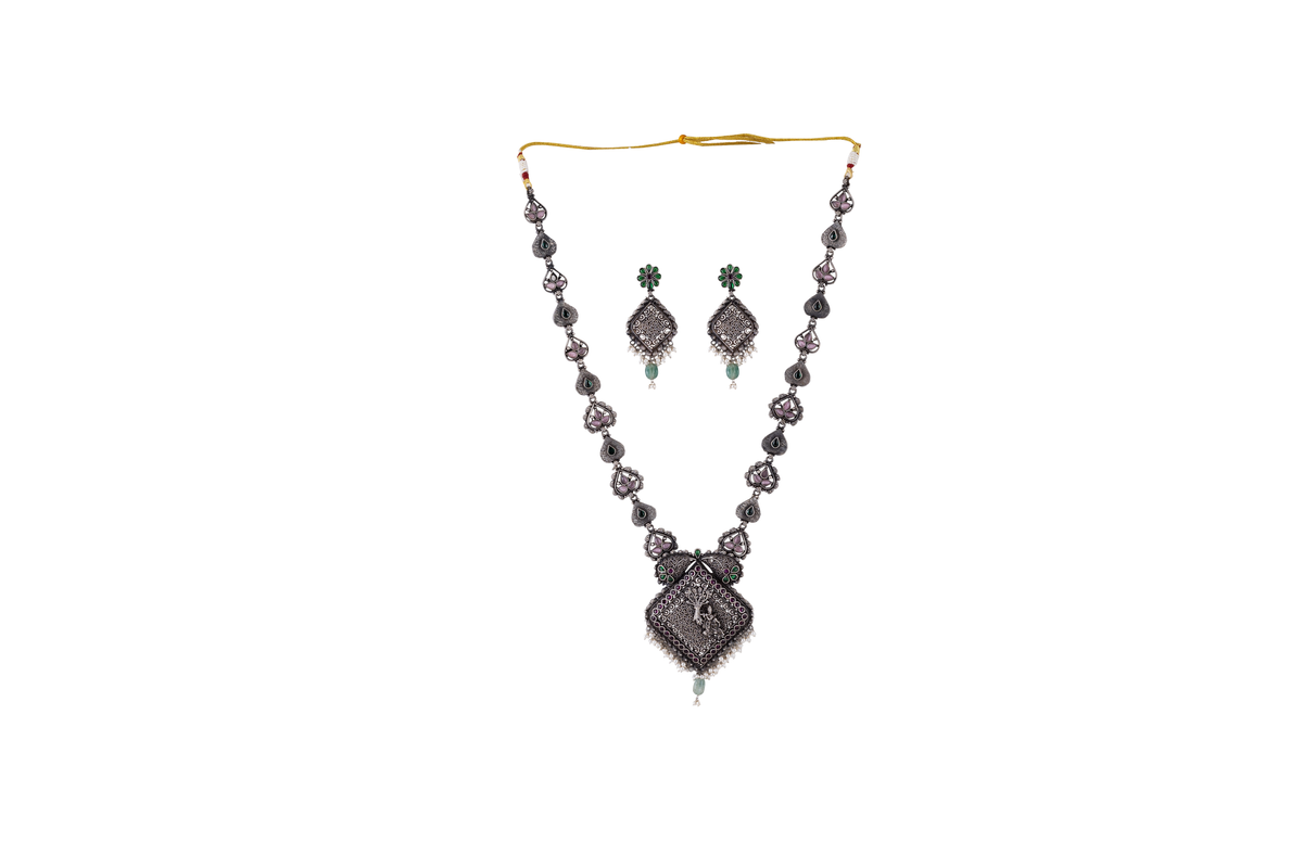 Heritage Peacock Temple Necklace Set