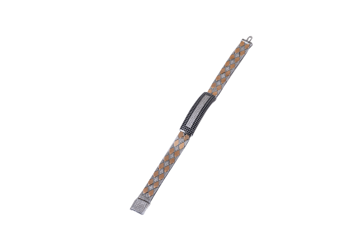 Dual Tone Diamond Pattern Bracelet