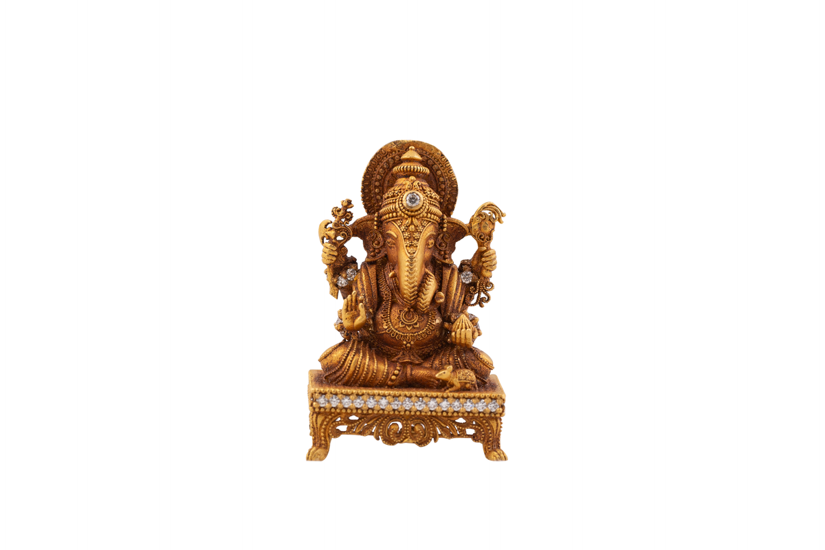 Ornate Golden Ganpati Idol