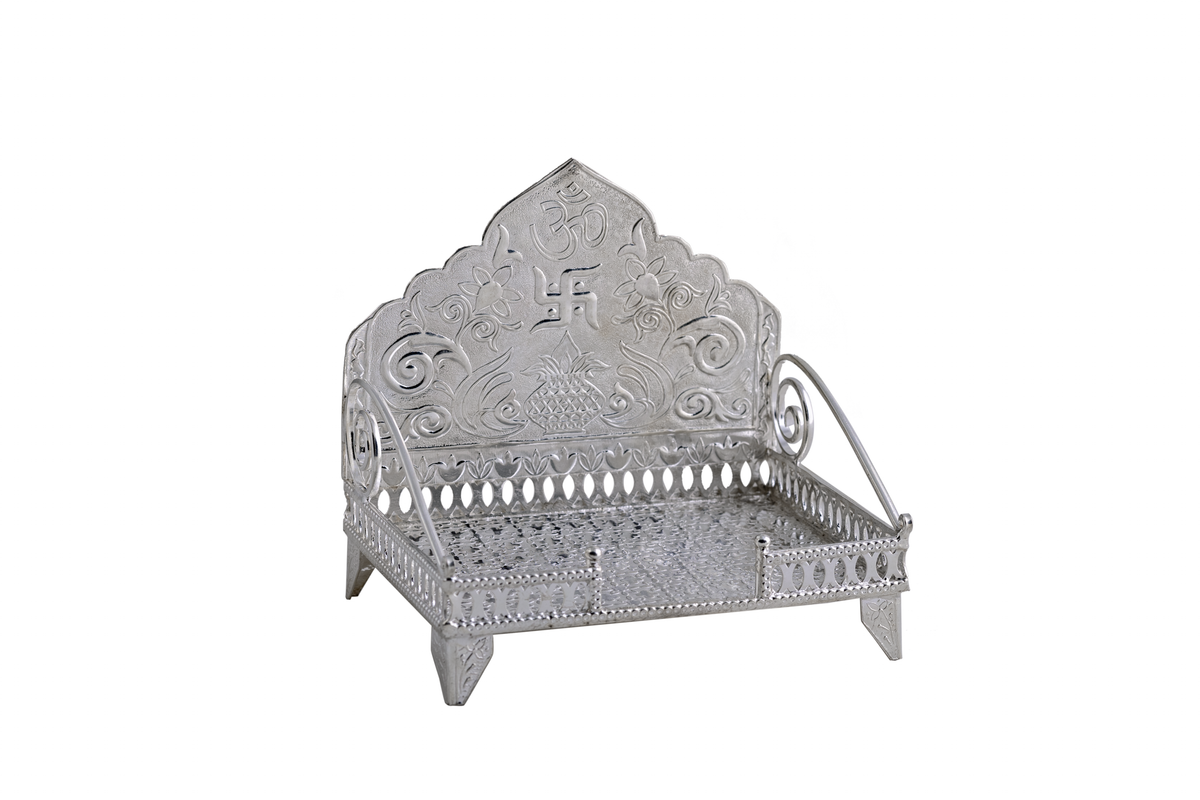 Ornate Silver Singhasan
