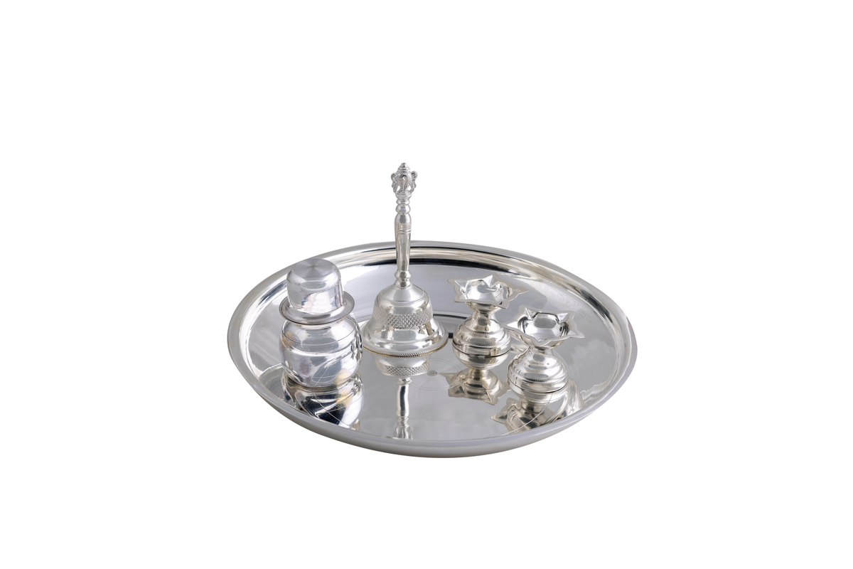 Traditional Silver Pooja Thali