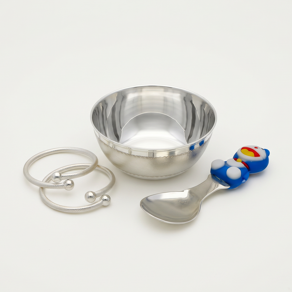 Cartoon Accent Baby Bowl, Spoon and Bangle Set