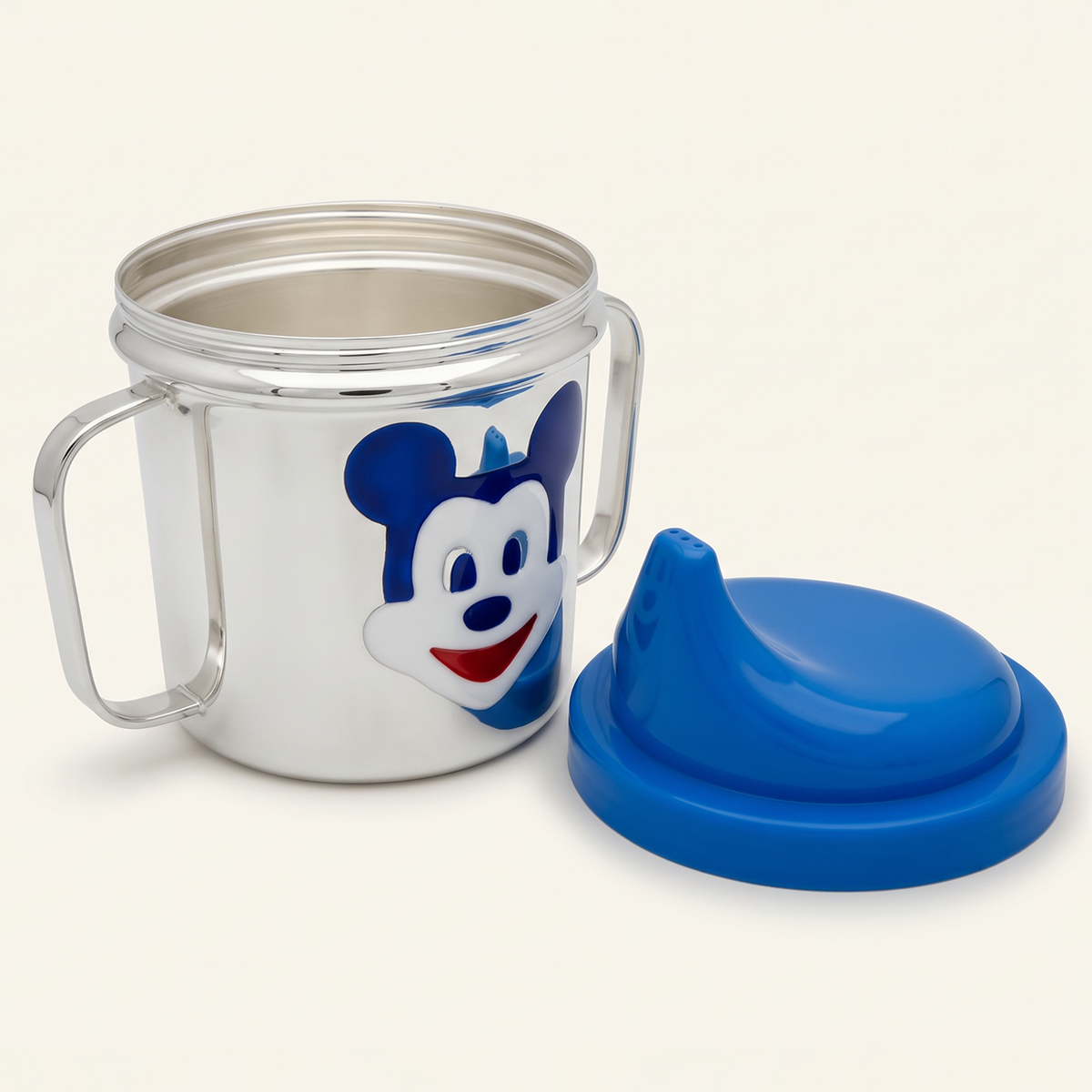 Blue Spout Double-Handle Cartoon Baby Cup
