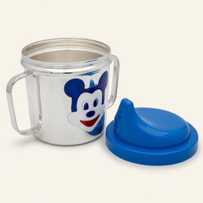 Blue Spout Double-Handle Cartoon Baby Cup