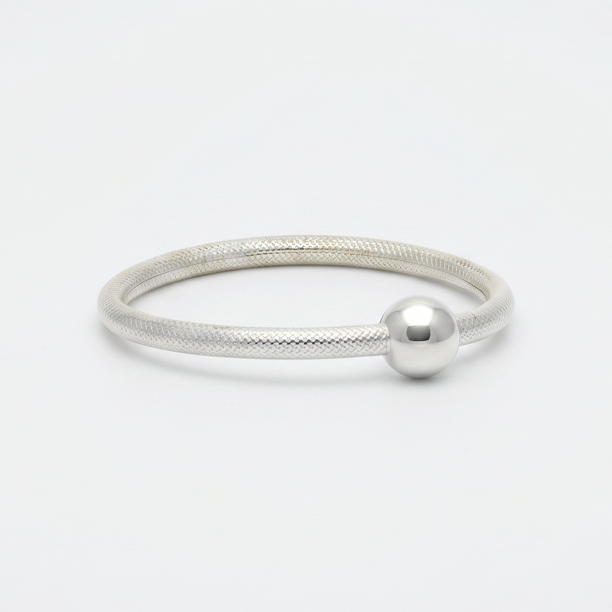 Textured Twin-Line Ball Silver-Tone Baby Kada