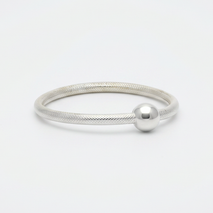 Textured Twin-Line Ball Silver-Tone Baby Kada