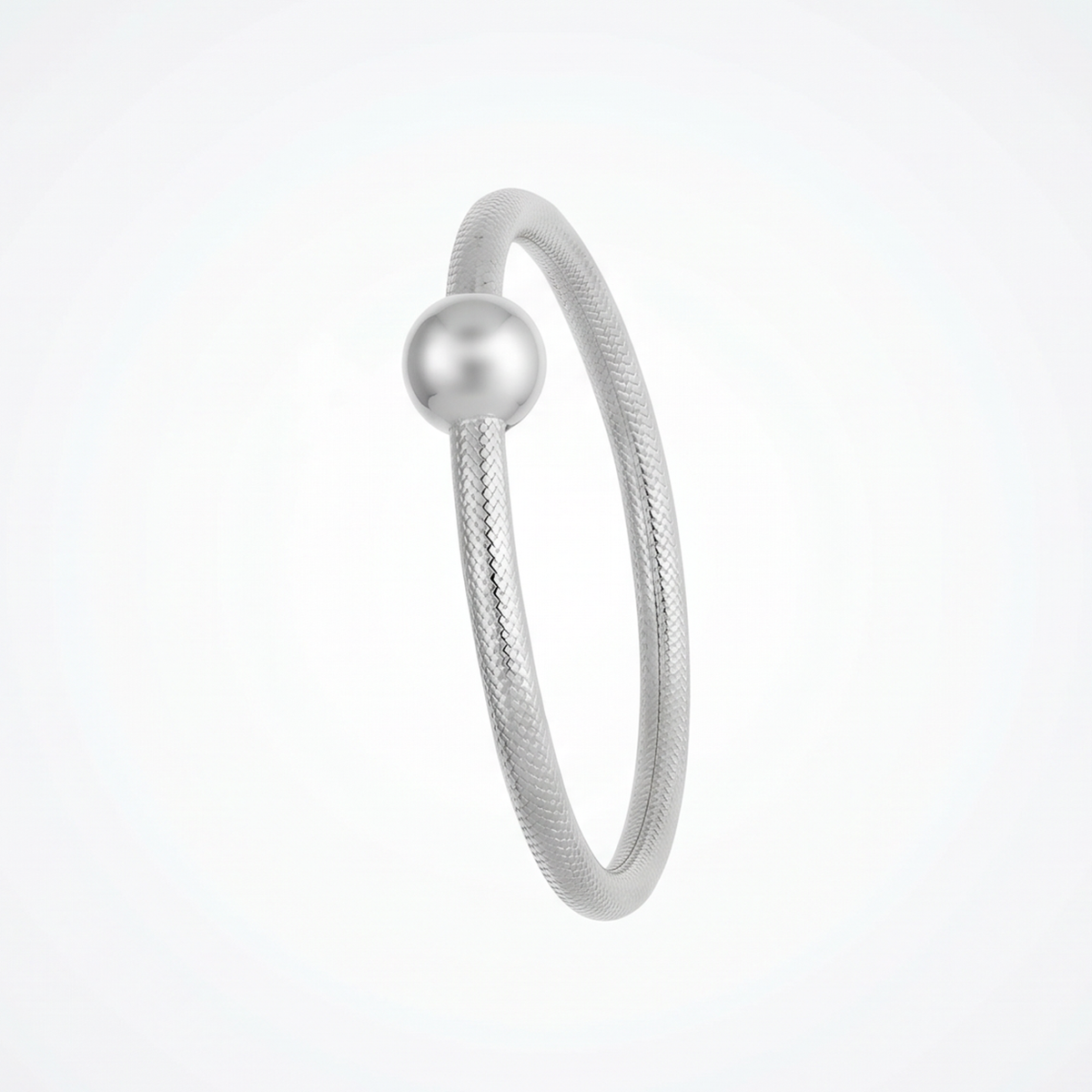 Textured Twin-Line Ball Silver-Tone Baby Kada