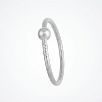 Textured Twin-Line Ball Silver-Tone Baby Kada