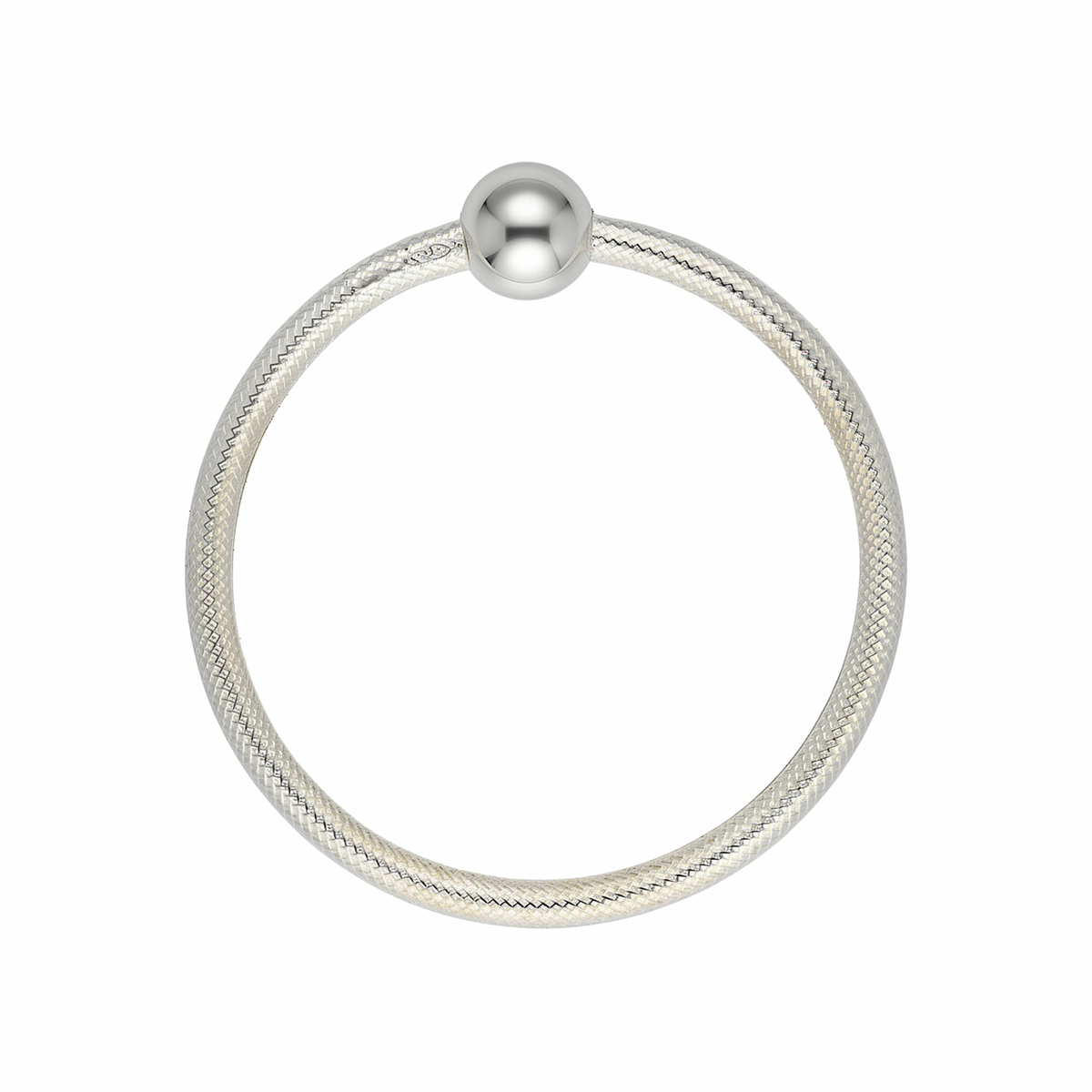 Textured Twin-Line Ball Silver-Tone Baby Kada