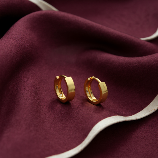 Plain Gold Hoop Earrings - Polished Finish