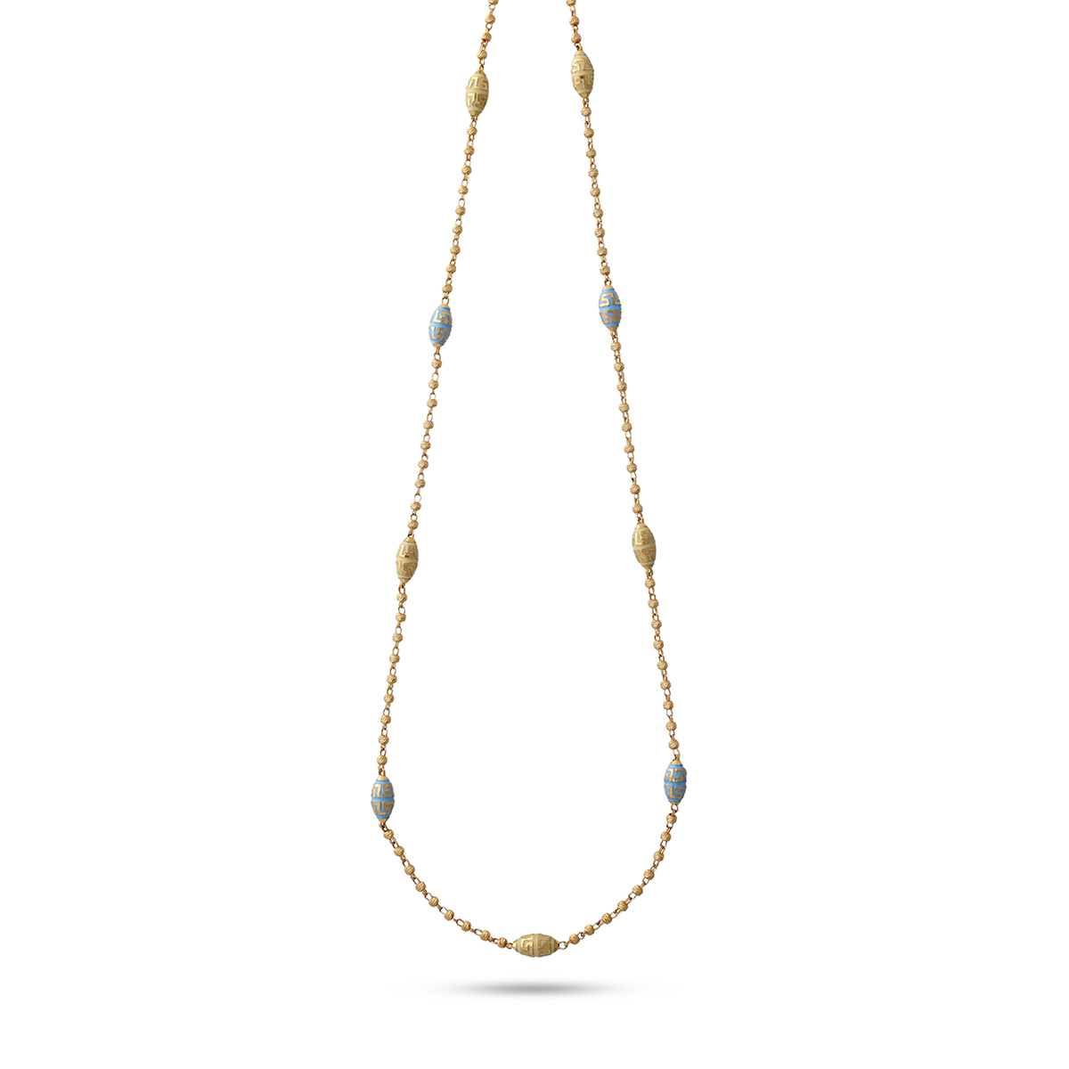 Delicate Gold Chain with Blue Enamel Beads