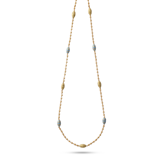 Delicate Gold Chain with Blue Enamel Beads