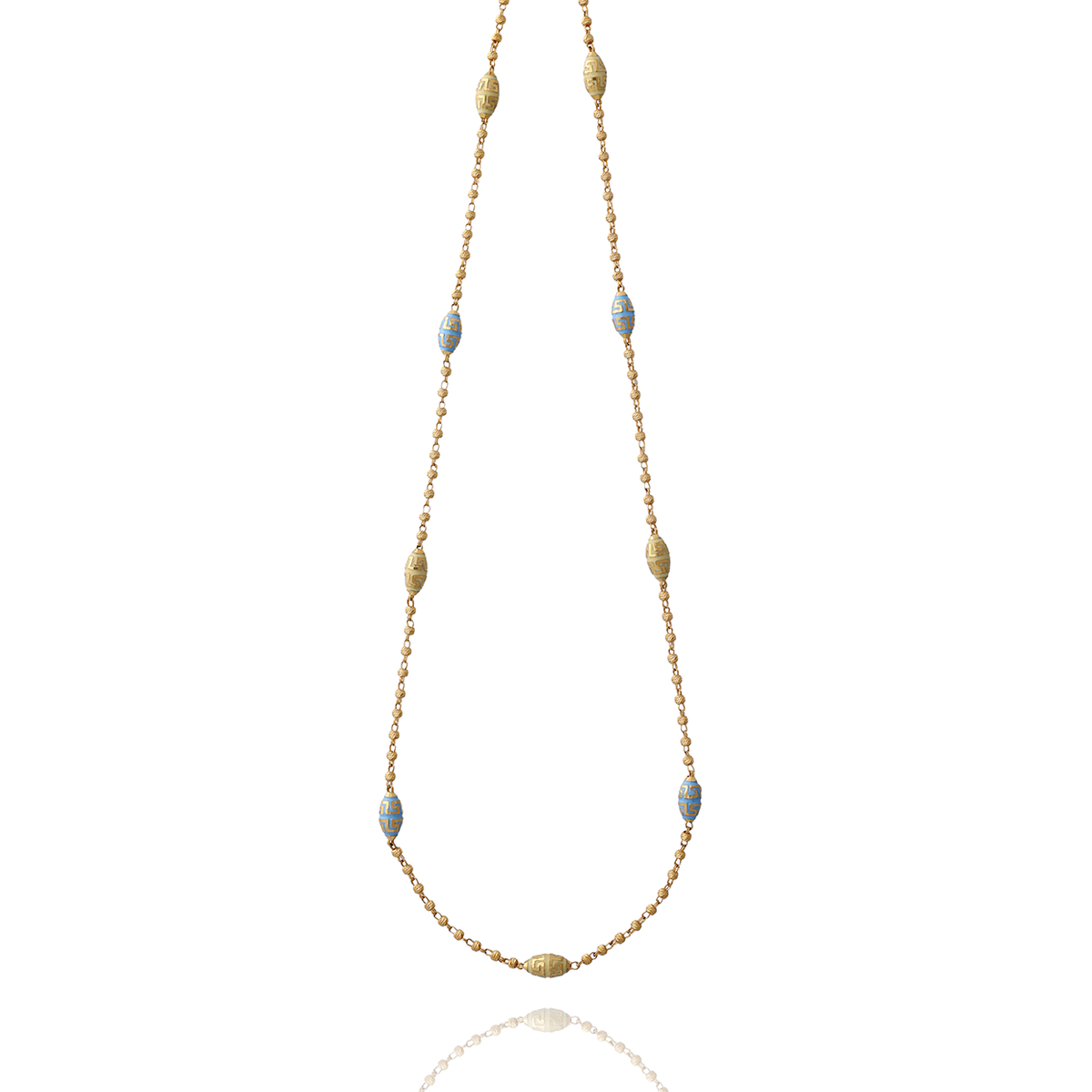 Delicate Gold Chain with Blue Enamel Beads
