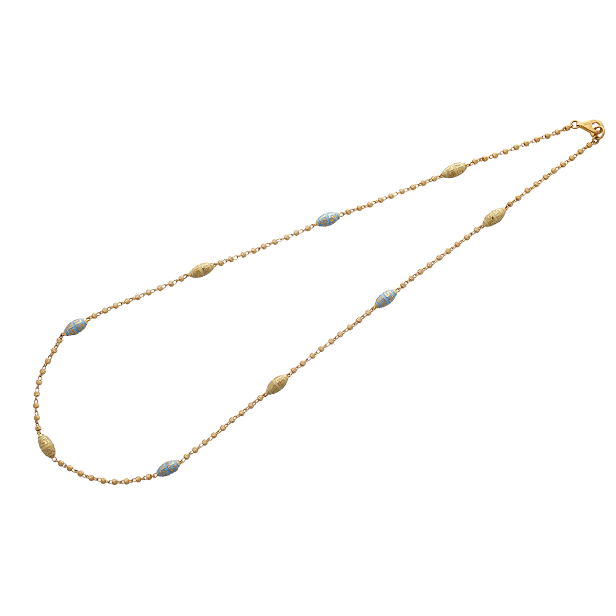 Delicate Gold Chain with Blue Enamel Beads