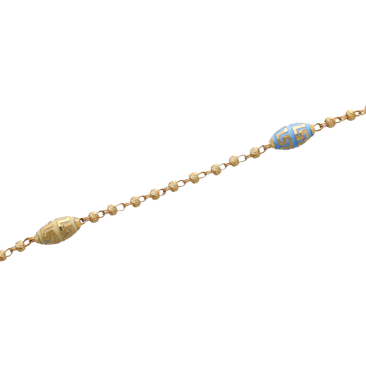 Delicate Gold Chain with Blue Enamel Beads