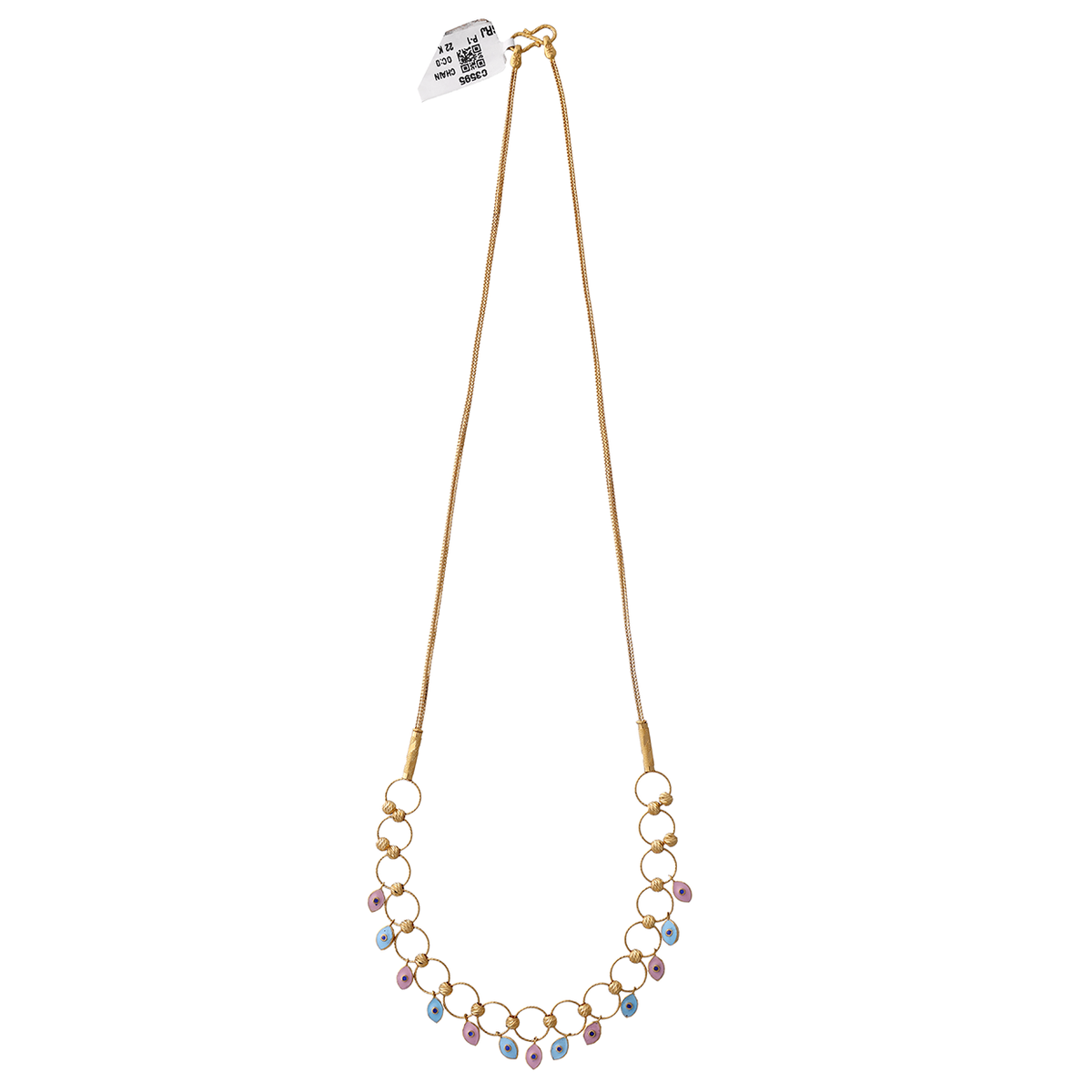 Gold Chain with Pastel Enamel Drop Accents
