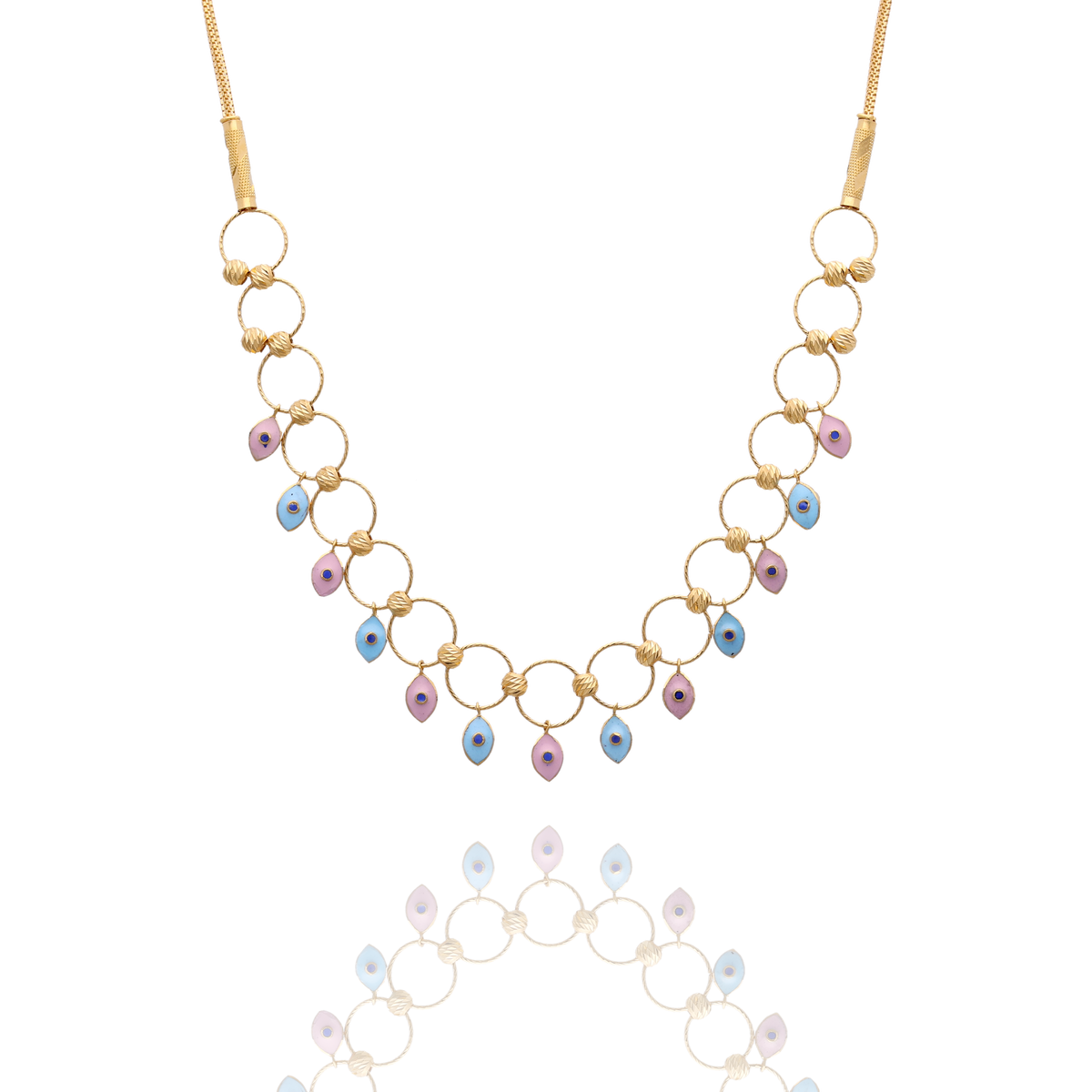 Gold Chain with Pastel Enamel Drop Accents