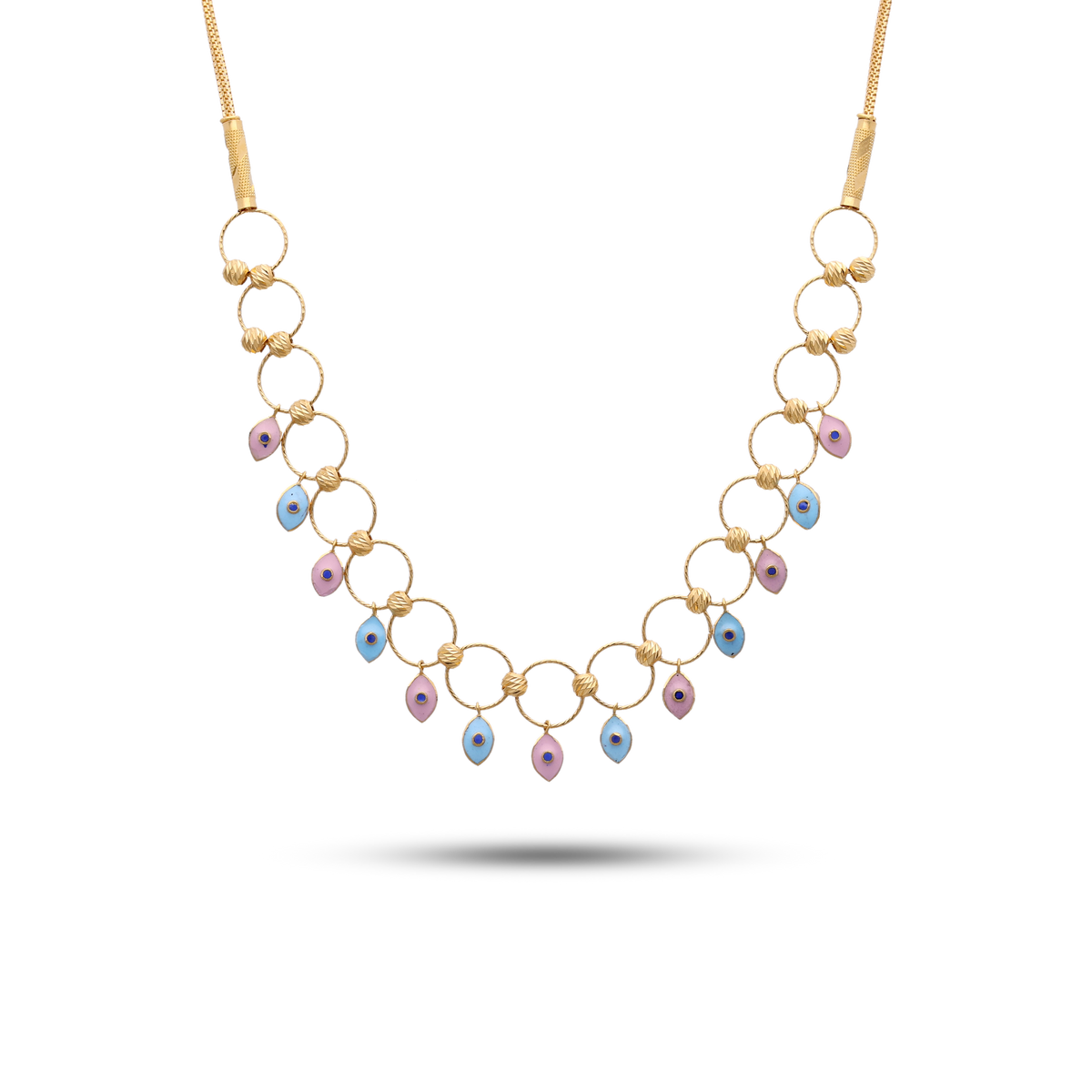 Gold Chain with Pastel Enamel Drop Accents