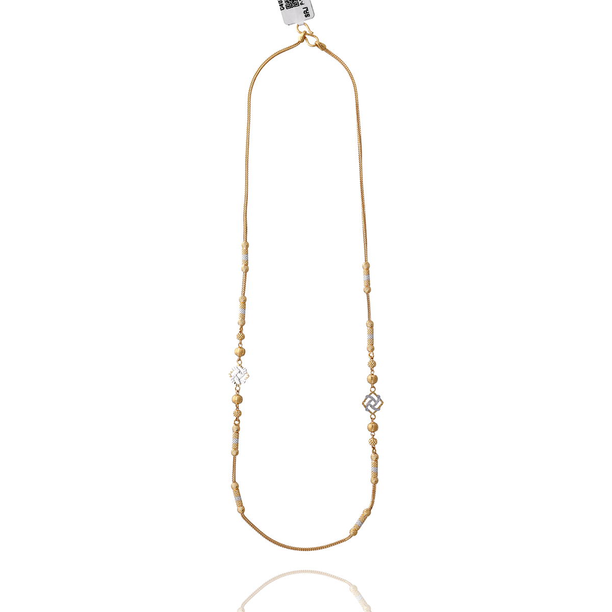 Textured Gold Chain with Two-Tone Bead Accents