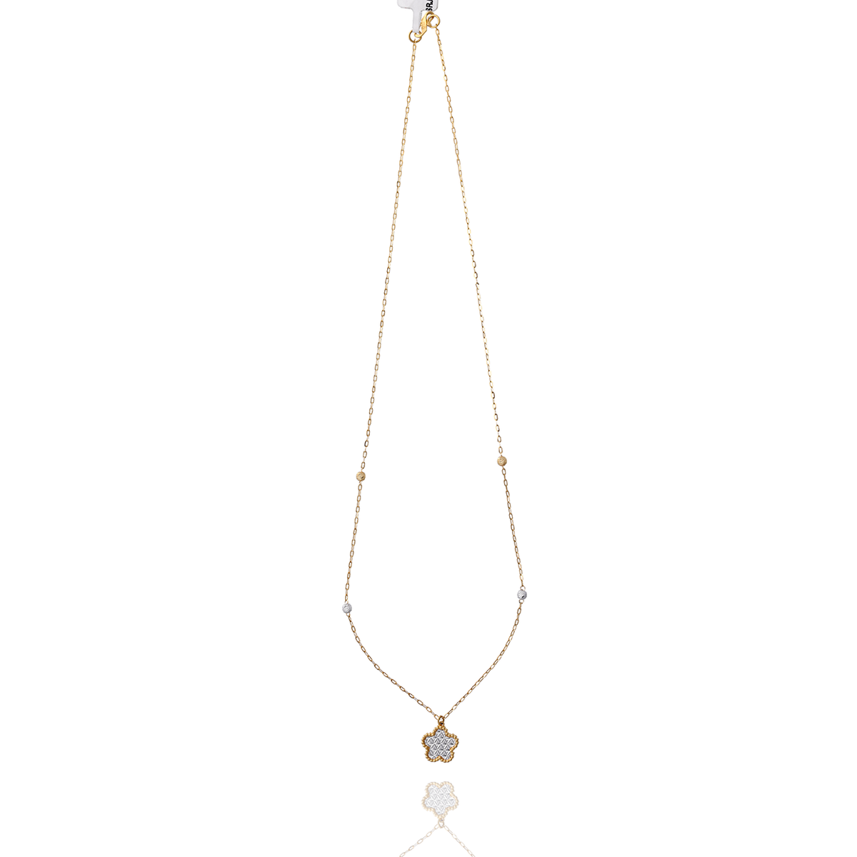 Minimal Gold Chain with Floral Stone Pendant