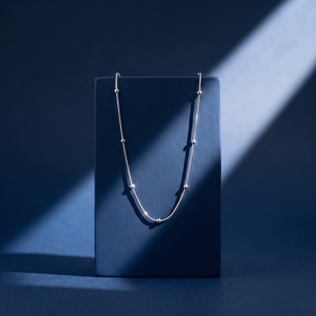 Beaded Station Silver Chain