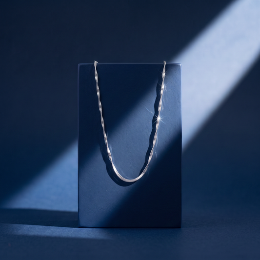 Diamond-Cut Twist Silver Chain
