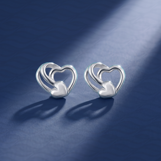 Double Heart Love Stud Earrings
